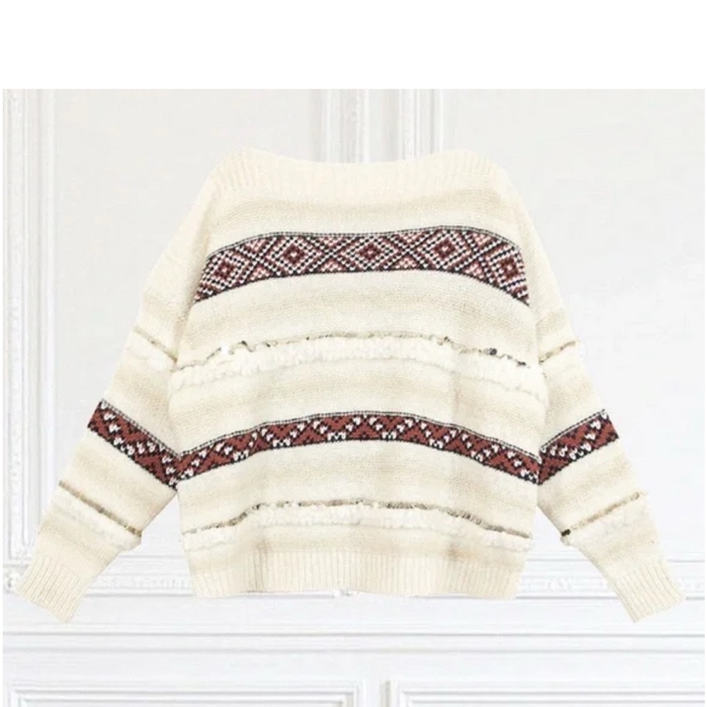Mes Demoiselles Ejaz Ecru Wool Blend Sweater Cream Boho Designer Women Size S - Picture 2 of 14